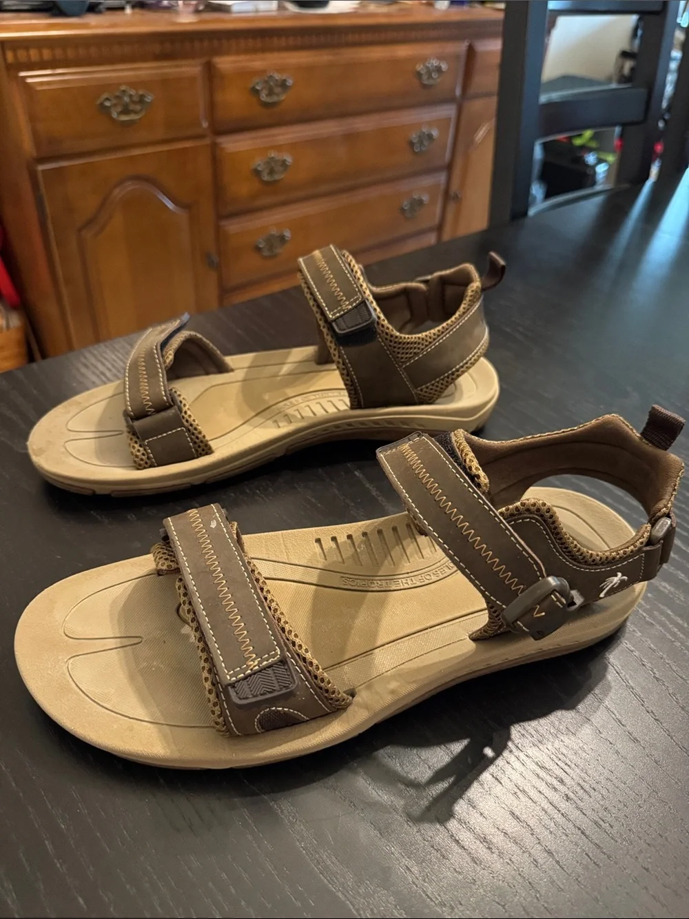 SIZE 12 Margaritaville Brown Tan Mens Adjustable Strap Sandals
